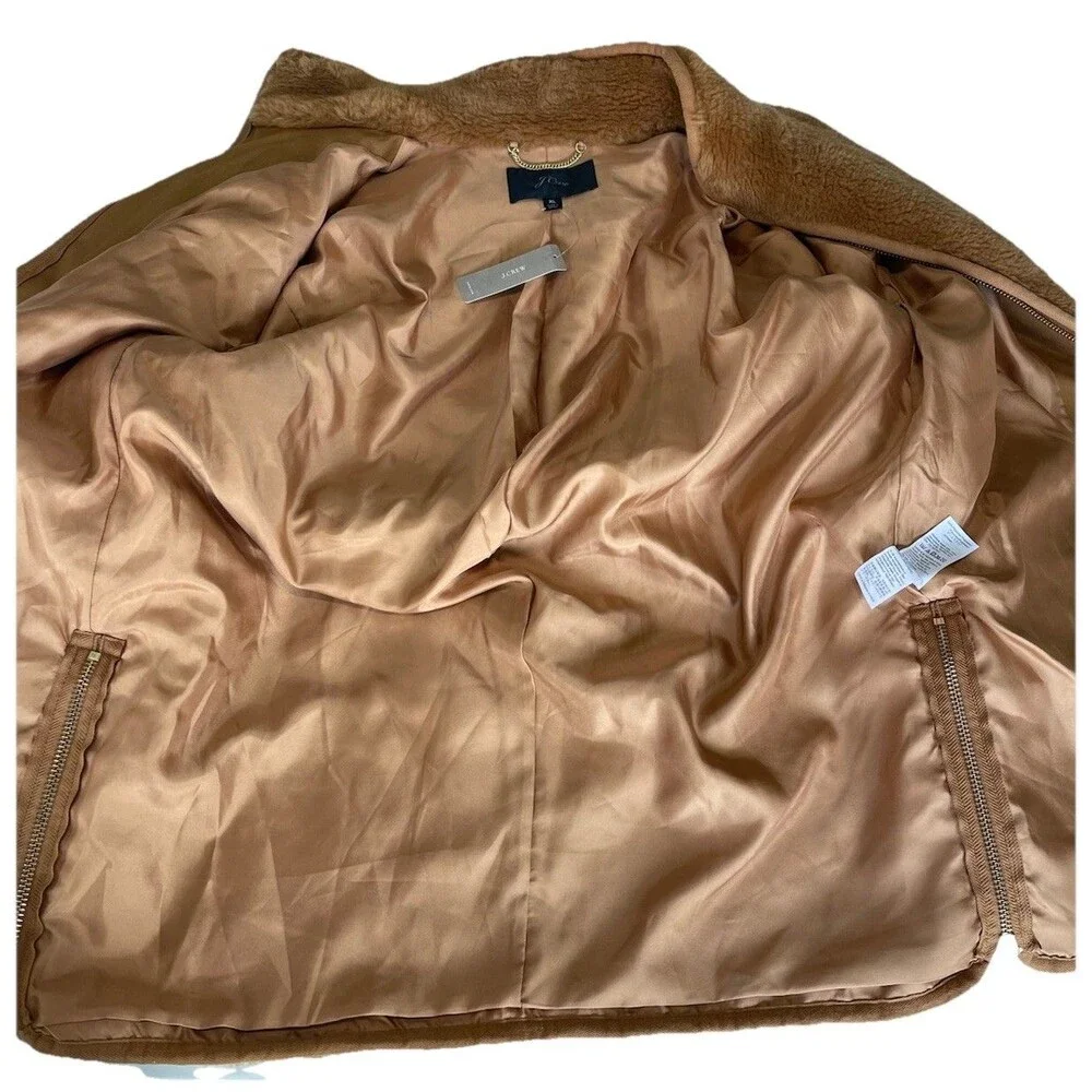 J.Crew Zip Up Plush Fleece Coat Women’s XL Brown Jacket J9064 NWT New